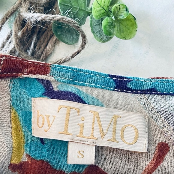 BY TIMO tulip V-neck wide leg jumpsuit floral boho Free People viscose tan - Picture 4 of 13